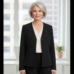 NWT Charter Club Black Collarless Blazer Size‎ 10 Petite